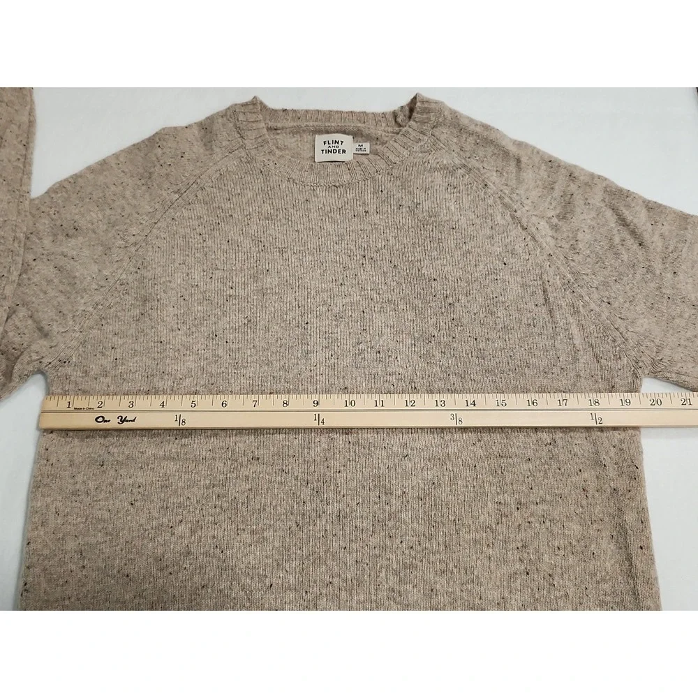 Flint and Tinder Huckberry Wool Sweater Mens M Beige 100% Extra Fine Merino Wool